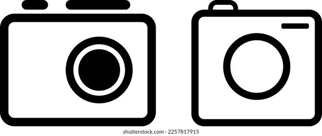 UI camera, photography, hobby, picture icon or illustration vector graphic with outline style, rounded, circle, black, white. suitable for ui, ux, web, logo and applications.