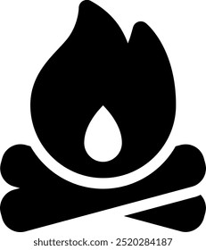Ilustración de icono de Vector de fogata UI. Estilo de glifo
