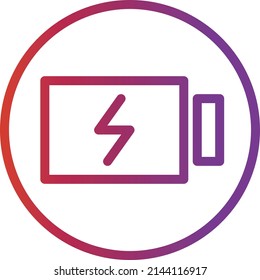 UI charging battery icon or illustration vector graphic with outline style, rounded, circle, purple, red. suitable for ui, ux, web, and applications.
