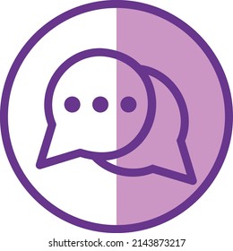 Icono de burbuja de chat de interfaz de usuario o gráfico vectorial de ilustración con estilo de contorno, redondeado, círculo, púrpura. adecuado para ui, ux, web y aplicaciones.