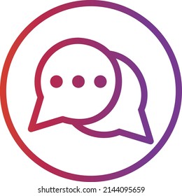 Icono de burbuja de chat de interfaz de usuario o gráfico vectorial de ilustración con estilo de contorno, redondeado, circular, púrpura, rojo. adecuado para ui, ux, web y aplicaciones.