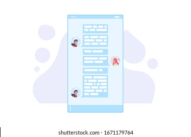 UI Chat Vector Illustration. Social Network Messenger Abstract Flat Illustration. Sending A Message Or Telegram In A Group Chat, Other Person. Vector Illustration Isolated On White Background.