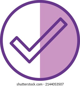 La comprobación de la interfaz de usuario acepta el gráfico vectorial de icono o ilustración con estilo de contorno, redondeado, circular, púrpura. adecuado para ui, ux, web y aplicaciones.