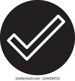 UI check accept icon or illustration vector graphic with outline style, rounded, circle, black, white. suitable for ui, ux, web, and applications.