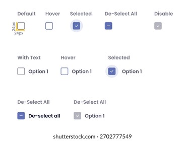 UI Checkbox and Radio Button States and Variations Keywords: checkbox, radio button, UI, user