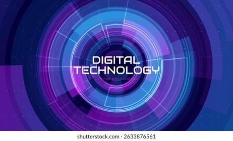 UI Circular HUD Screen Tech System Innovation Concept Background. Abstract Hi-Tech Circular Pattern Vector Backdrop. Round Colorful Arcs. Digital Tech Circles Vector Illustration. Radial Speed Lines.