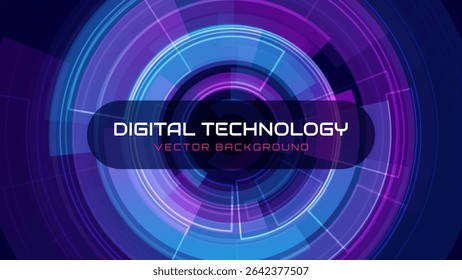 UI Circular HUD Screen Tech System Cyber Security Background. Abstract Hi-Tech Circular Pattern Vector Backdrop. Round Colorful Arcs. Digital Tech Circles Vector Illustration. Radial Speed Lines.