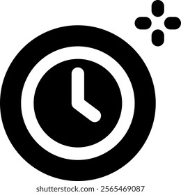 UI Clock Vector Icon Illustration. Glyph Style