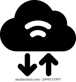 Ilustración de icono de Vector en la nube de IU. Estilo de glifo