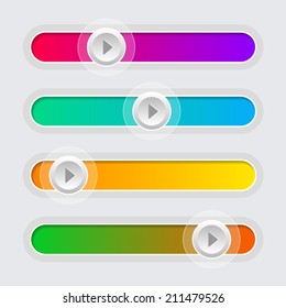 UI Color Volume Control Sliders Set. Vector Illustration.