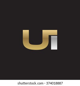 UI company linked letter logo golden silver black background
