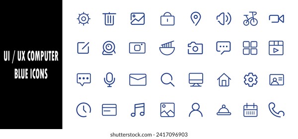 Ui computer blue icons. smart icons.