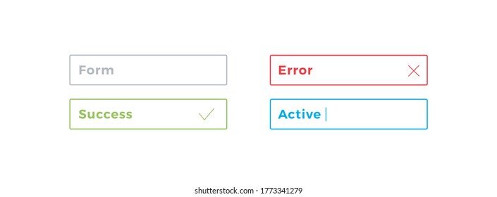 UI concept with different statuses of form field, prototype wireframe 