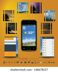 UI concept for Weather App. Editable vector format.