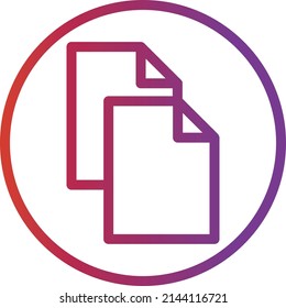 UI copy file document icon or illustration vector graphic with outline style, rounded, circle, purple, red. suitable for ui, ux, web, and applications.
