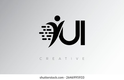 UI Creative Digital Monogram Logo – Futuristic Letter mark Design Featuring Human Shape, Pixel Motion and Minimal Tech Style for Innovative Branding Identity