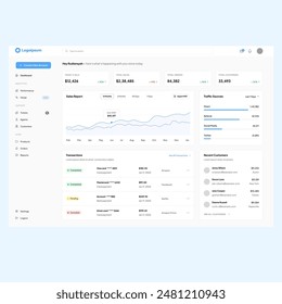 UI Dashboard for Selling and E-commerce. This vector illustration presents a sleek and functional UI dashboard tailored for selling and e-commerce platforms.