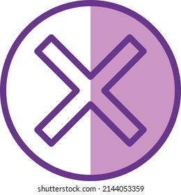 UI delete close cross icon or illustration vector graphic with outline style, rounded, circle, purple. suitable for ui, ux, web, and applications.