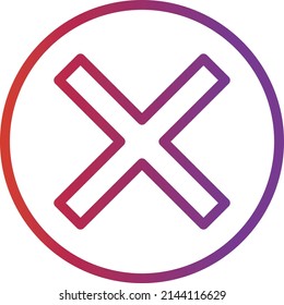 UI delete close cross icon or illustration vector graphic with outline style, rounded, circle, purple, red. suitable for ui, ux, web, and applications.