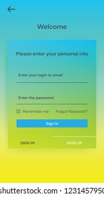 UI Design Account Authorization Interface Mobile. Vector Illustration EPS 10