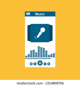 UI design concept with icons and web elements for mobile music application isolated vector illustration - Vector