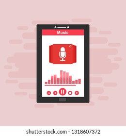 UI design concept with icons and web elements for mobile music application isolated vector illustration - Vector