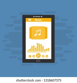 UI design concept with icons and web elements for mobile music application isolated vector illustration - Vector