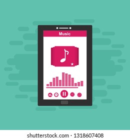UI design concept with icons and web elements for mobile music application isolated vector illustration - Vector
