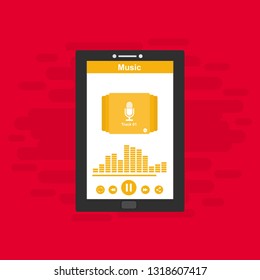 UI design concept with icons and web elements for mobile music application isolated vector illustration - Vector