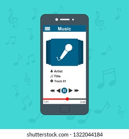 UI design concept with icons and web elements for mobile music application isolated vector illustration - Vector