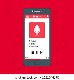 UI design concept with icons and web elements for mobile music application isolated vector illustration - Vector