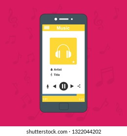 UI design concept with icons and web elements for mobile music application isolated vector illustration - Vector