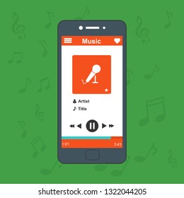 UI design concept with icons and web elements for mobile music application isolated vector illustration - Vector