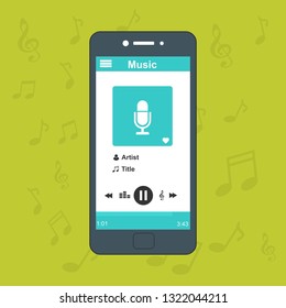 UI design concept with icons and web elements for mobile music application isolated vector illustration - Vector