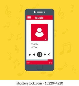 UI design concept with icons and web elements for mobile music application isolated vector illustration - Vector