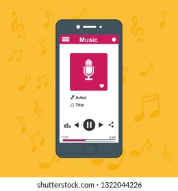 UI design concept with icons and web elements for mobile music application isolated vector illustration - Vector