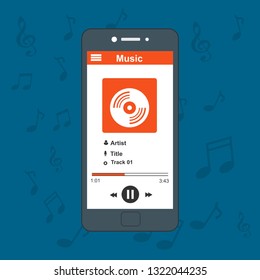 UI design concept with icons and web elements for mobile music application isolated vector illustration - Vector