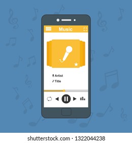 UI design concept with icons and web elements for mobile music application isolated vector illustration - Vector