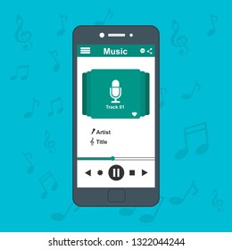 UI design concept with icons and web elements for mobile music application isolated vector illustration - Vector