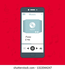 UI design concept with icons and web elements for mobile music application isolated vector illustration - Vector