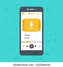 UI design concept with icons and web elements for mobile music application isolated vector illustration - Vector