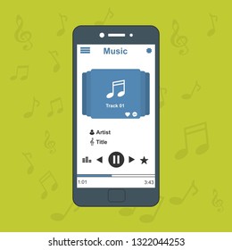 UI design concept with icons and web elements for mobile music application isolated vector illustration - Vector