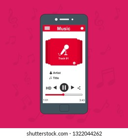UI design concept with icons and web elements for mobile music application isolated vector illustration - Vector