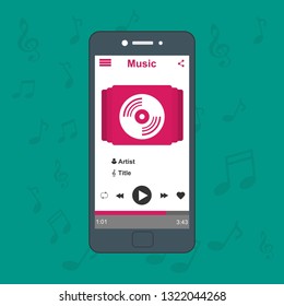 UI design concept with icons and web elements for mobile music application isolated vector illustration - Vector