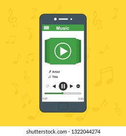 UI design concept with icons and web elements for mobile music application isolated vector illustration - Vector