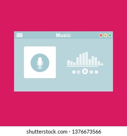 UI design concept with icons and web elements for mobile music application isolated vector illustration - Vector