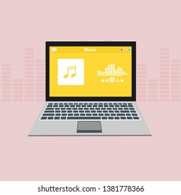 UI design concept with icons and web elements for mobile music application isolated vector illustration - Vector