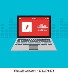 UI design concept with icons and web elements for mobile music application isolated vector illustration - Vector