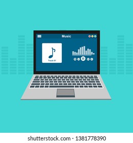 UI design concept with icons and web elements for mobile music application isolated vector illustration - Vector