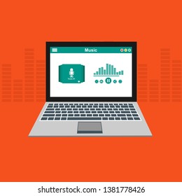 UI design concept with icons and web elements for mobile music application isolated vector illustration - Vector